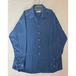 Ermenegildo Zegna Shirt Mens 17 3/4 45 Blue Dress L/S Cotton